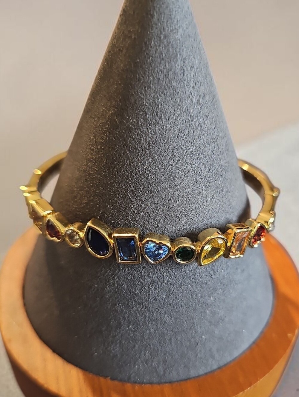 Camile Coehlo Nwt Gold Multicolor Gemstone Bangle Bracelet - Women Jewelry